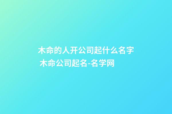 木命的人开公司起什么名字 木命公司起名-名学网-第1张-公司起名-玄机派